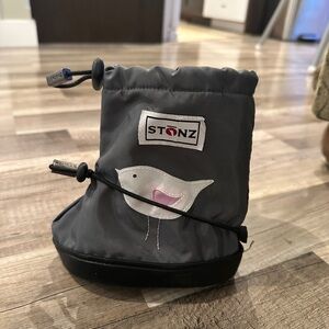 Stonz Charcoal Baby Shoes with Bird Accent